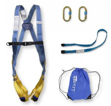 Kit completo IRUDEK Himalaya Eco (imbracatura + fettuccia + 2 moschettoni + sacca)